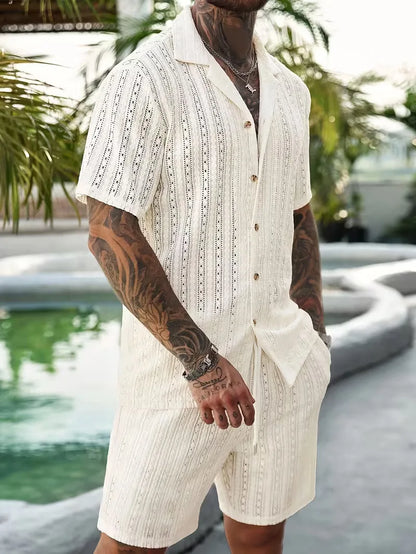Heren Jacquard Zomerset met V-Hals Shirt en Short