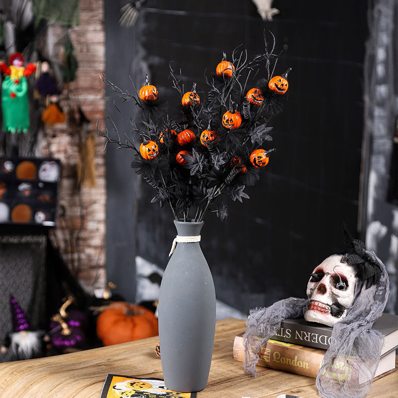 Halloween Decoratie – Zwarte Pompoen Tak Ornament