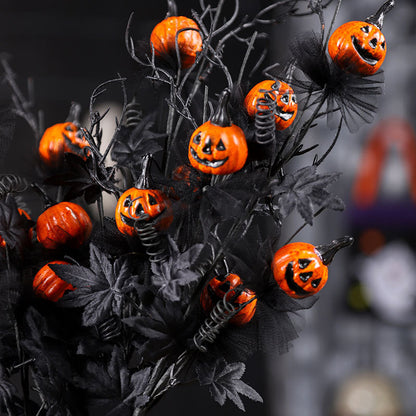 Halloween Decoratie – Zwarte Pompoen Tak Ornament