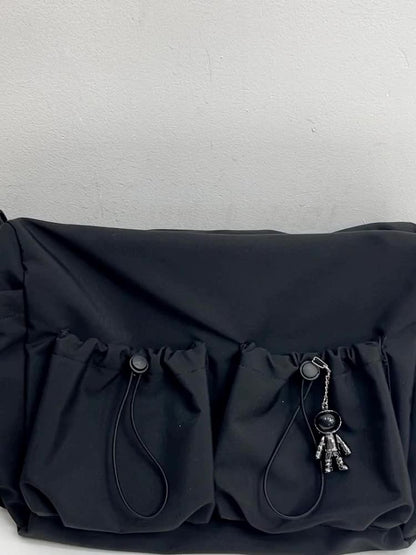 UrbanLiner Nylon Messengerbag – Zwarte Schoudertas met Ritssluiting voor Dagelijks Gebruik