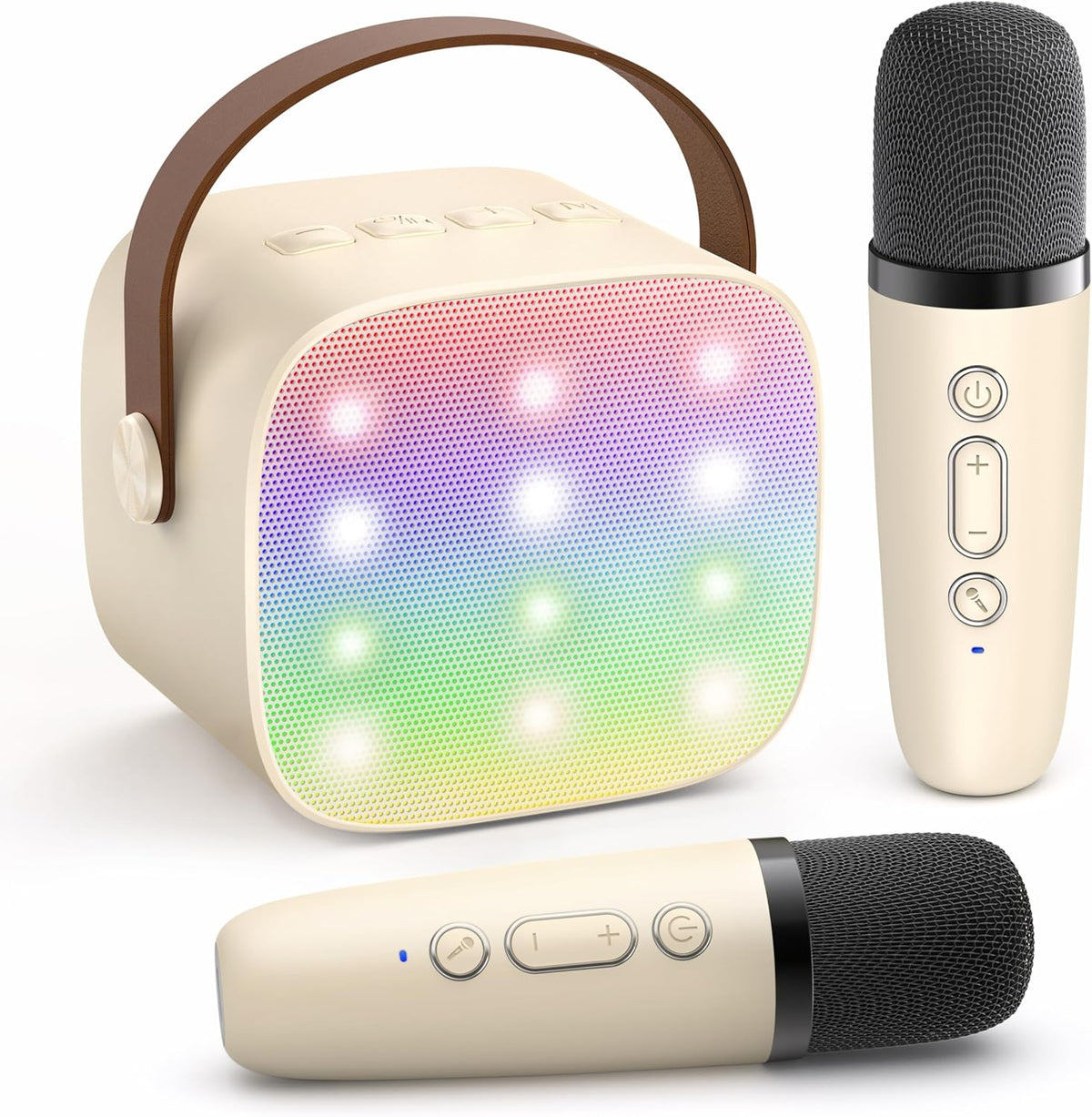 Skanto | Draagbare Mini-Karaoke-machine met Bluetooth-luidspreker en 2 Draadloze Microfoons – Veylo