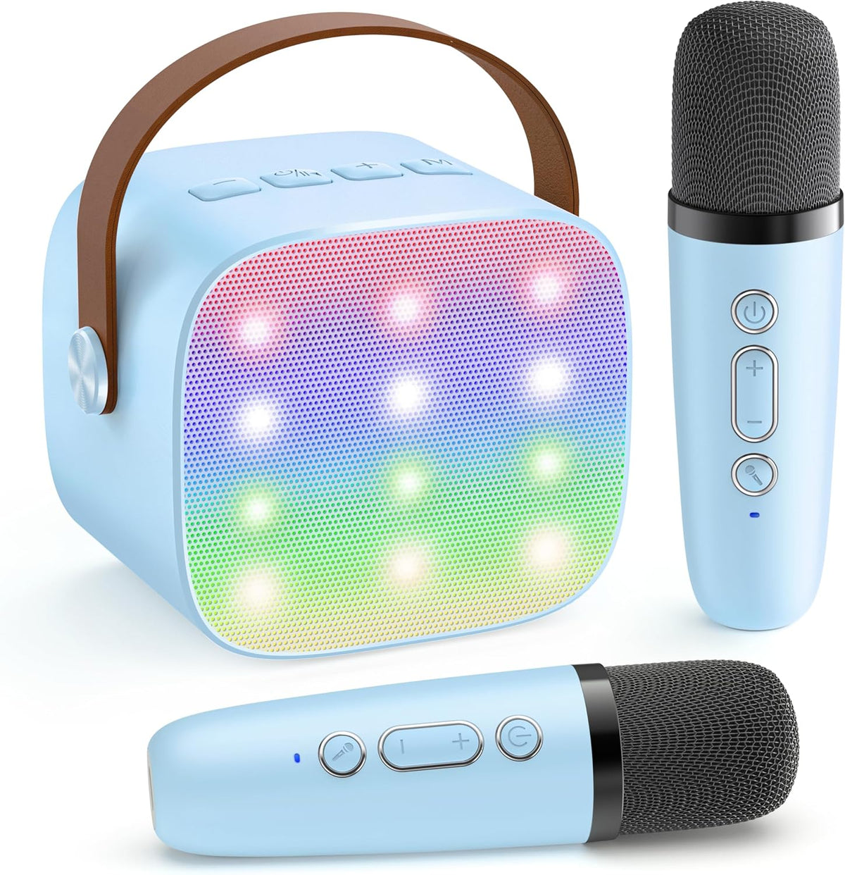 Skanto | Draagbare Mini-Karaoke-machine met Bluetooth-luidspreker en 2 Draadloze Microfoons – Veylo