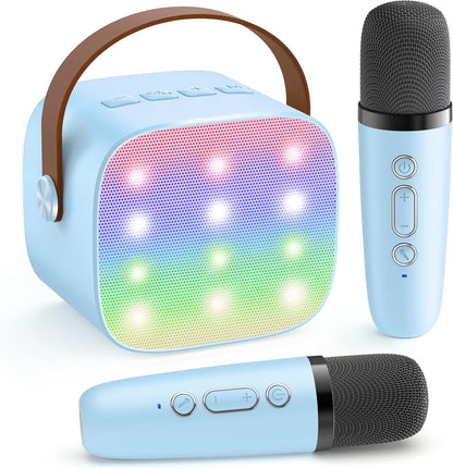 Skanto | Draagbare Mini-Karaoke-machine met Bluetooth-luidspreker en 2 Draadloze Microfoons – Veylo