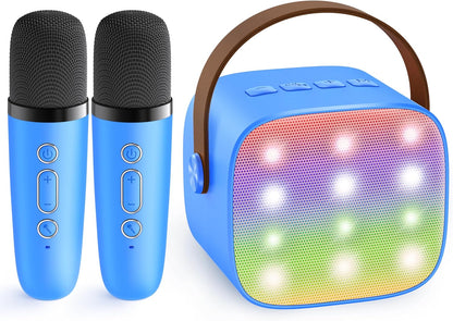 Skanto | Draagbare Mini-Karaoke-machine met Bluetooth-luidspreker en 2 Draadloze Microfoons – Veylo