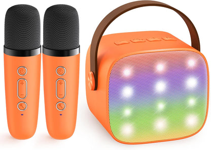 Skanto | Draagbare Mini-Karaoke-machine met Bluetooth-luidspreker en 2 Draadloze Microfoons – Veylo