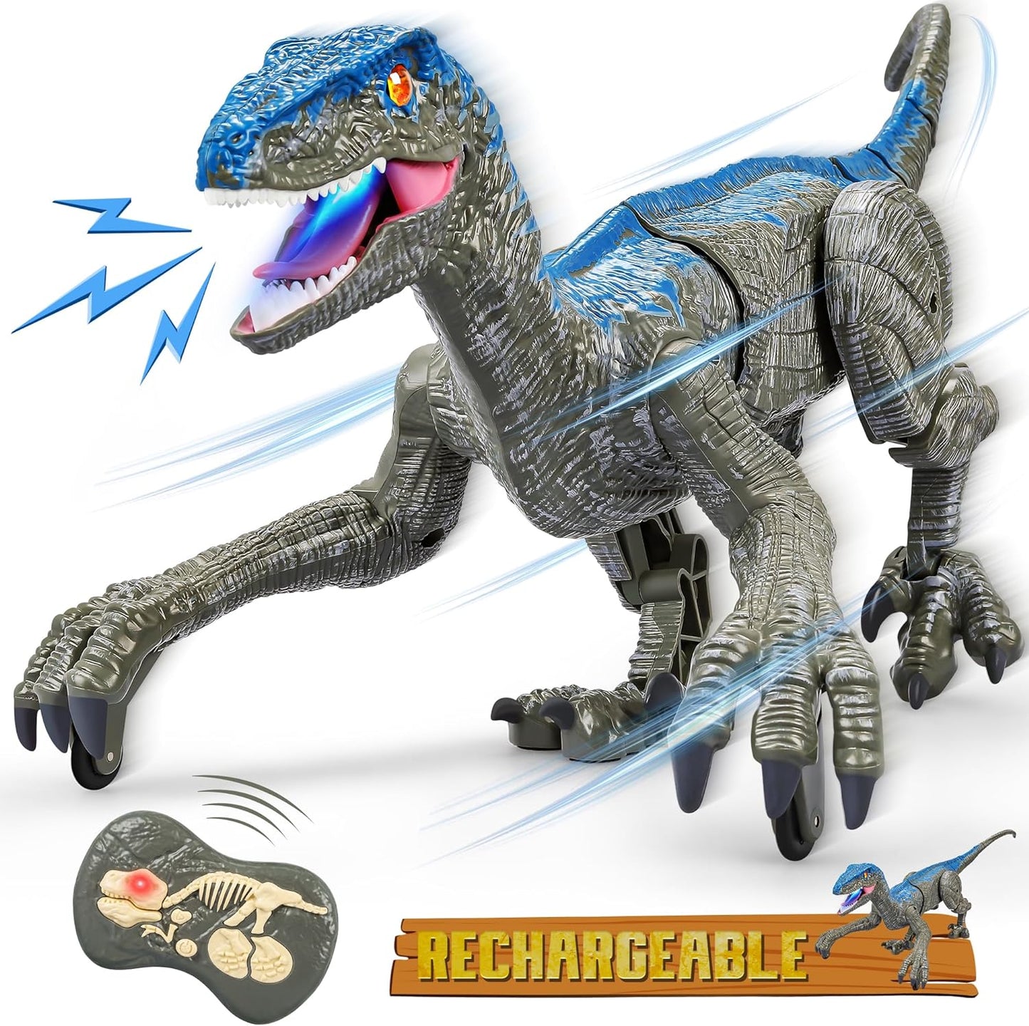 RaptorBeweeg – Afstandsbediening Dinosaur Speelgoed met Geluid, LED en Realistische Bewegingen