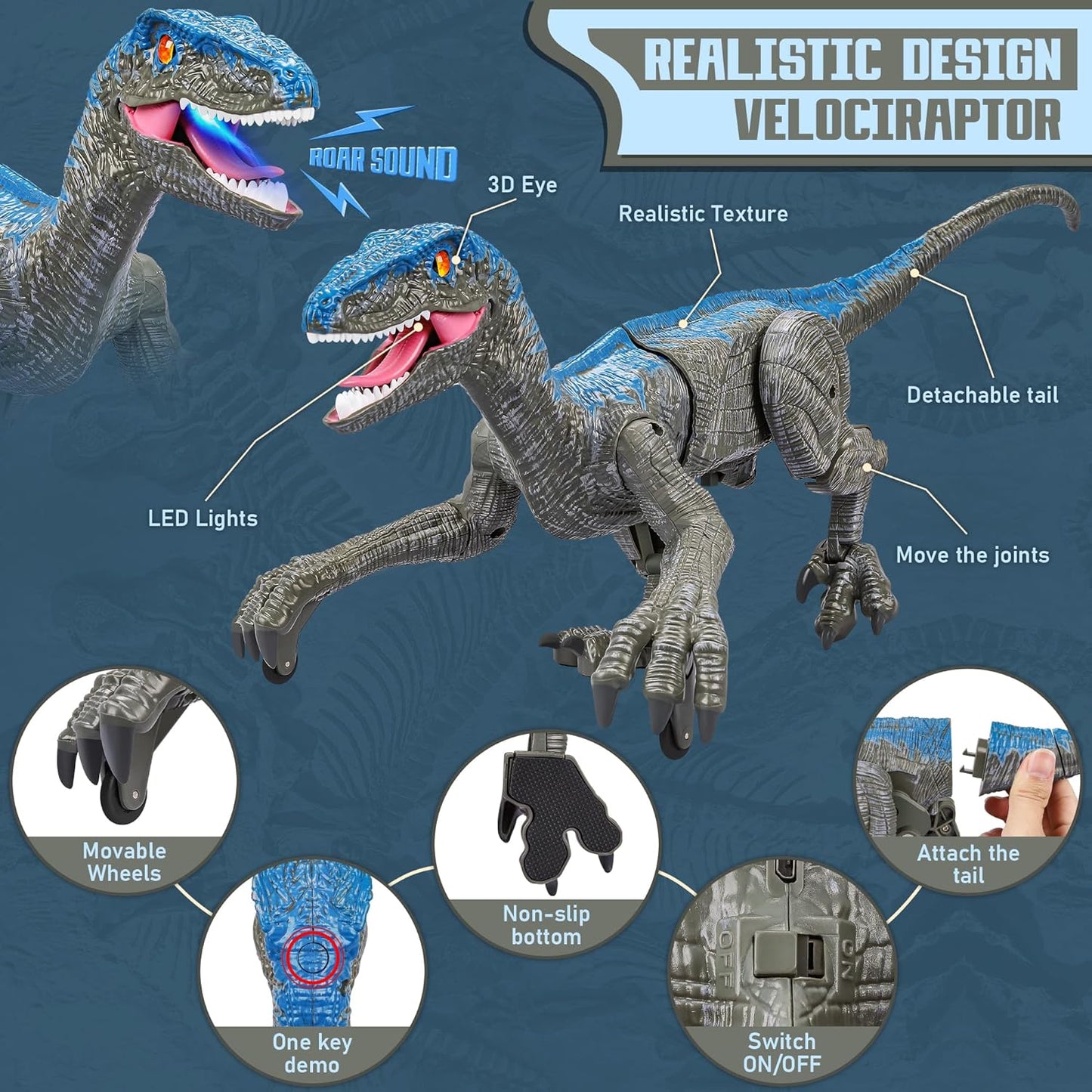 RaptorBeweeg – Afstandsbediening Dinosaur Speelgoed met Geluid, LED en Realistische Bewegingen