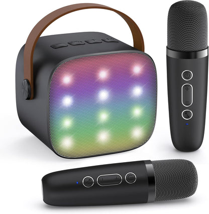 Skanto | Draagbare Mini-Karaoke-machine met Bluetooth-luidspreker en 2 Draadloze Microfoons – Veylo