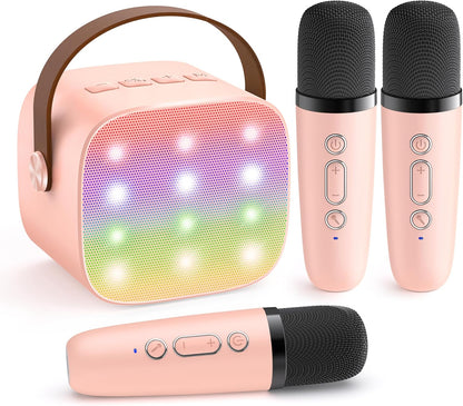 Skanto | Draagbare Mini-Karaoke-machine met Bluetooth-luidspreker en 2 Draadloze Microfoons – Veylo