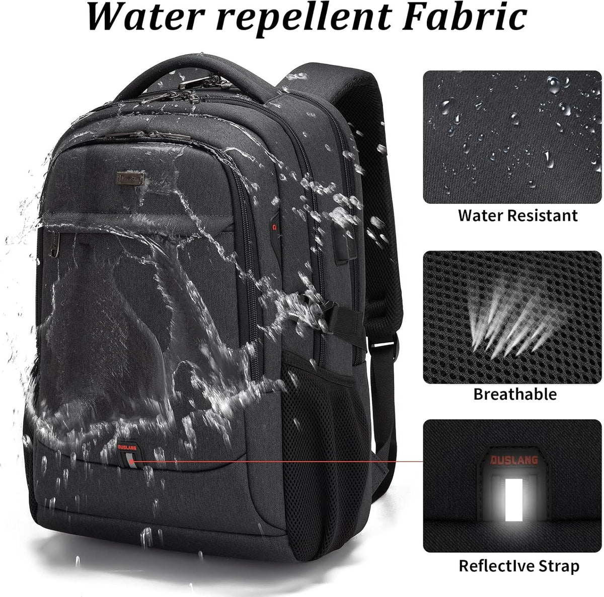 Waterdichte Laptop Rugzak met USB-poort en Georganiseerde Opslag