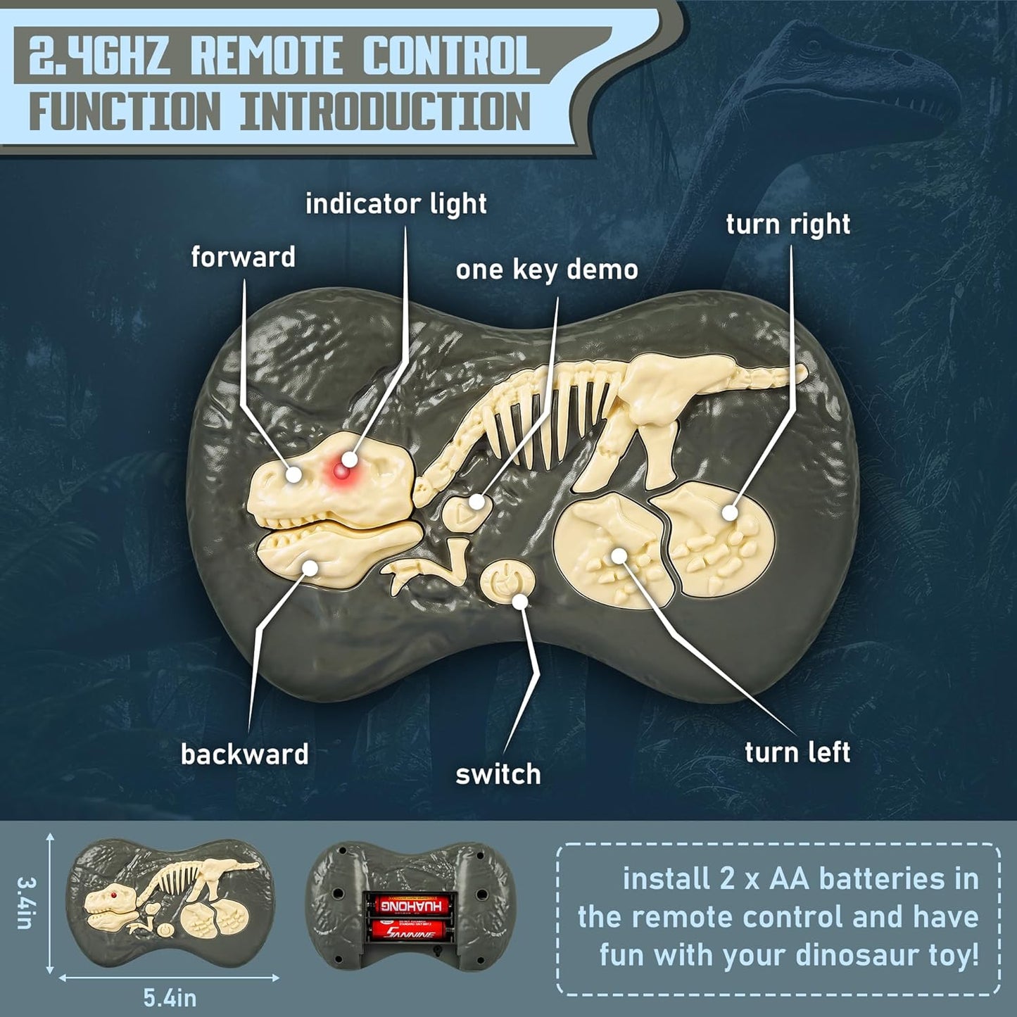 RaptorBeweeg – Afstandsbediening Dinosaur Speelgoed met Geluid, LED en Realistische Bewegingen