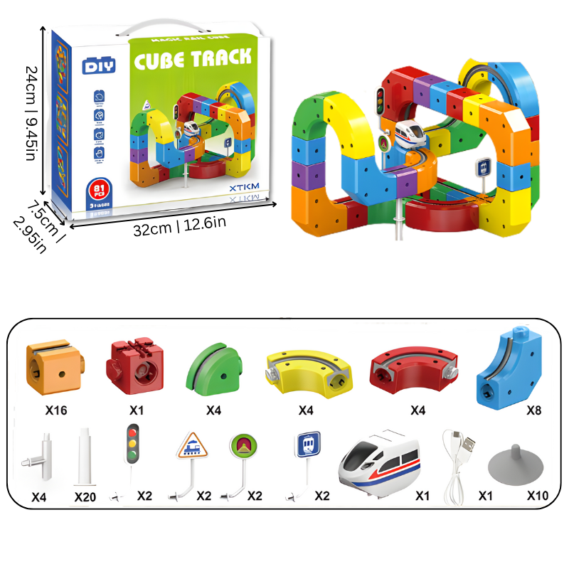 Creatieve Spoorbouwer 3D Trein Bouwset voor Kinderen met Oplaadbare Trein