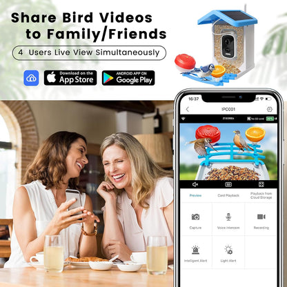 Slimme Vogelvoeder met Camera op Zonne-energie – AI Vogelherkenning & Nachtzicht