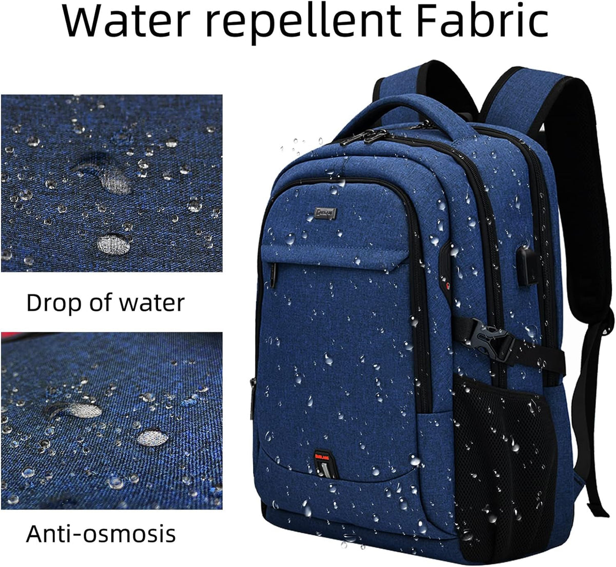 Waterdichte Laptop Rugzak met USB-poort en Georganiseerde Opslag