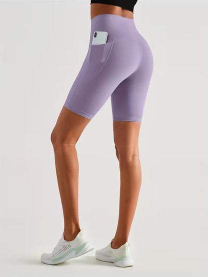 Dames Sportshort met Hoge Taille en Zijzak Ademend
