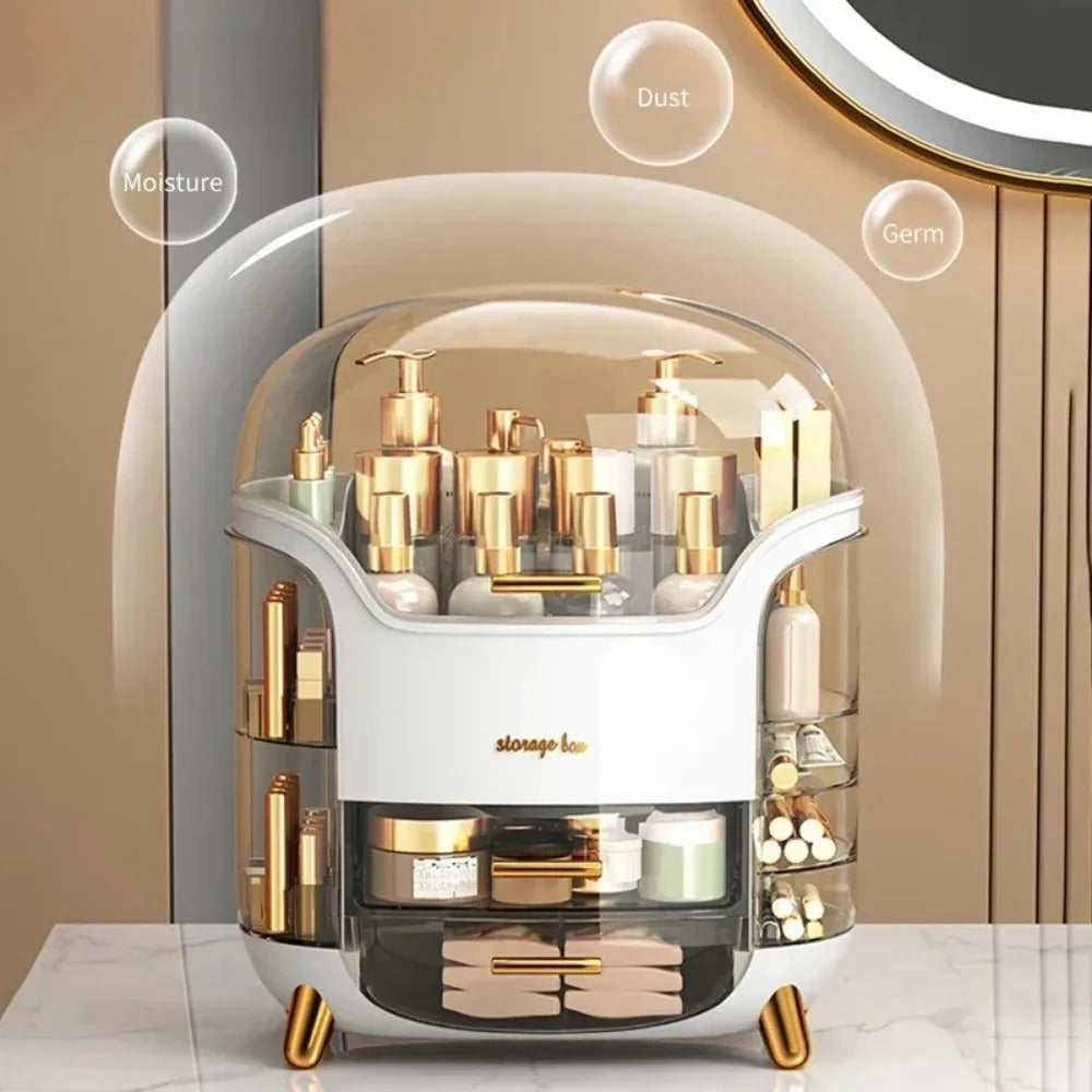 Luxe Transparante Make-up Organizer met Draaideuren en Lades