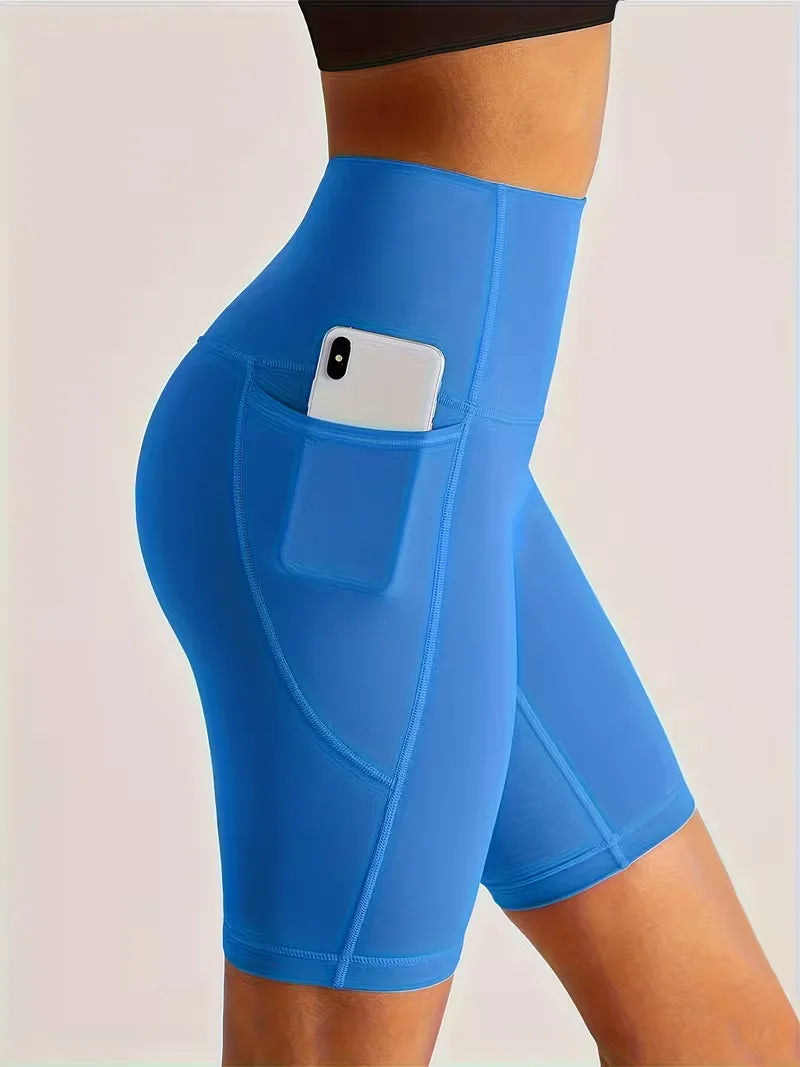 Dames Sportshort met Hoge Taille en Zijzak Ademend