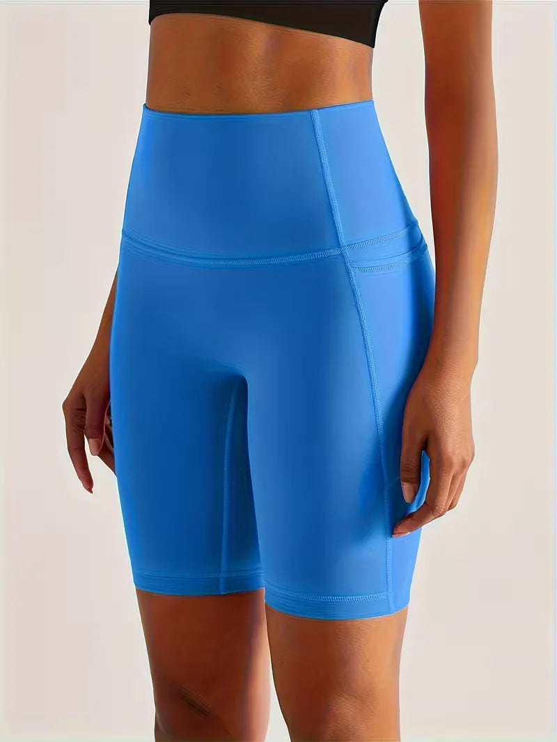 Dames Sportshort met Hoge Taille en Zijzak Ademend