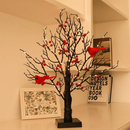 Sfeervolle Lichtboom met Rode Vogels – Flexibele LED Decoratieboom