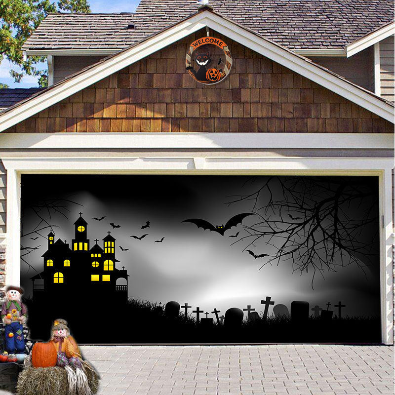 Halloween Garagedeur Decoratie Banner - Griezelige Sfeer in Minuten