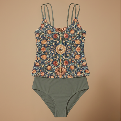 ZeeLuna Dames Tankini met Patroon en Tweedelig Ontwerp