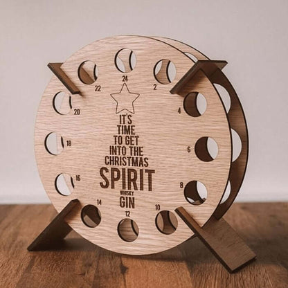 Adventskalender van hout | Kerstboomvorm | Vulbaar met bier, wijn & mini-flesjes