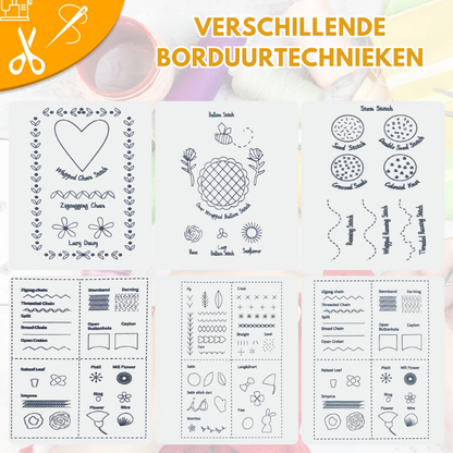 CreatiefSteek Borduurset met Garens en Draagbare Opbergmap