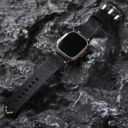 Vintage Volnerf Leren Apple Watch Band - Handgemaakt met Patina-Potentieel