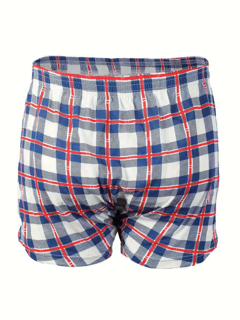Heren Geruite Boxershort met Elastische Taille en Knoopsluiting