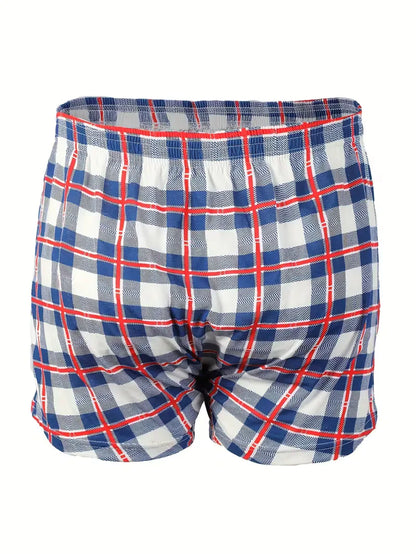 Heren Geruite Boxershort met Elastische Taille en Knoopsluiting