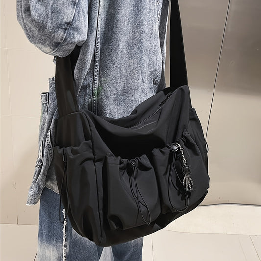 UrbanLiner Nylon Messengerbag – Zwarte Schoudertas met Ritssluiting voor Dagelijks Gebruik