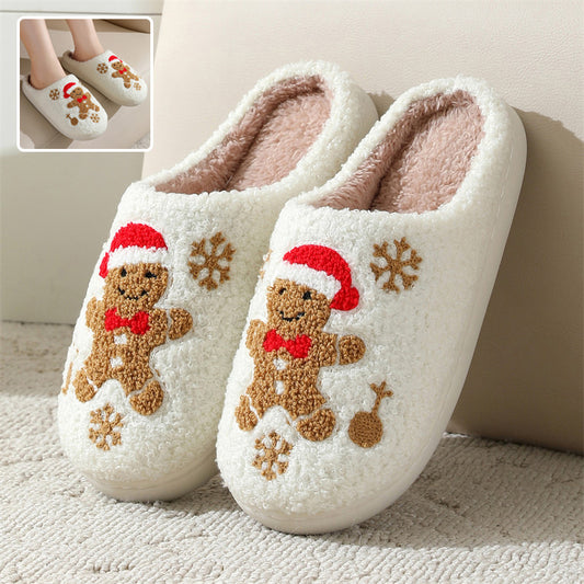 Warme Kerstpantoffels met Sneeuwvlok en Peperkoekontwerp