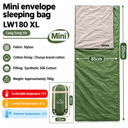 Compacte Campingslaapzak met Warmte-isolatie - Lichtgewicht en Draagbaar