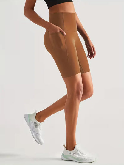 Dames Sportshort met Hoge Taille en Zijzak Ademend