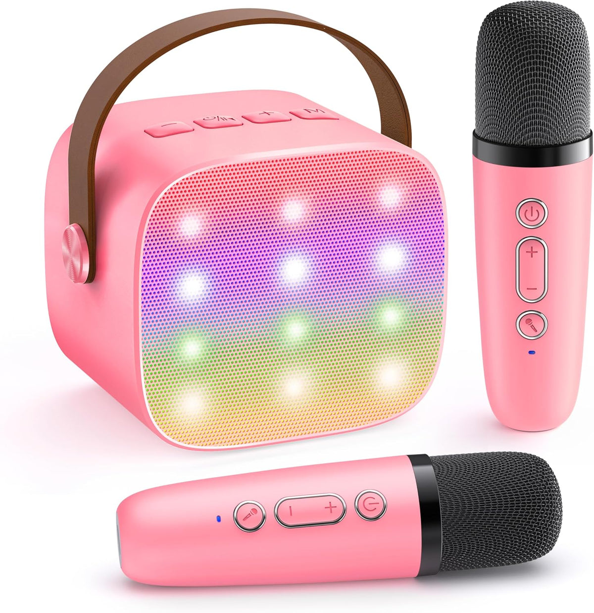 Skanto | Draagbare Mini-Karaoke-machine met Bluetooth-luidspreker en 2 Draadloze Microfoons – Veylo