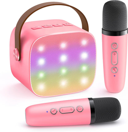 Skanto | Draagbare Mini-Karaoke-machine met Bluetooth-luidspreker en 2 Draadloze Microfoons – Veylo