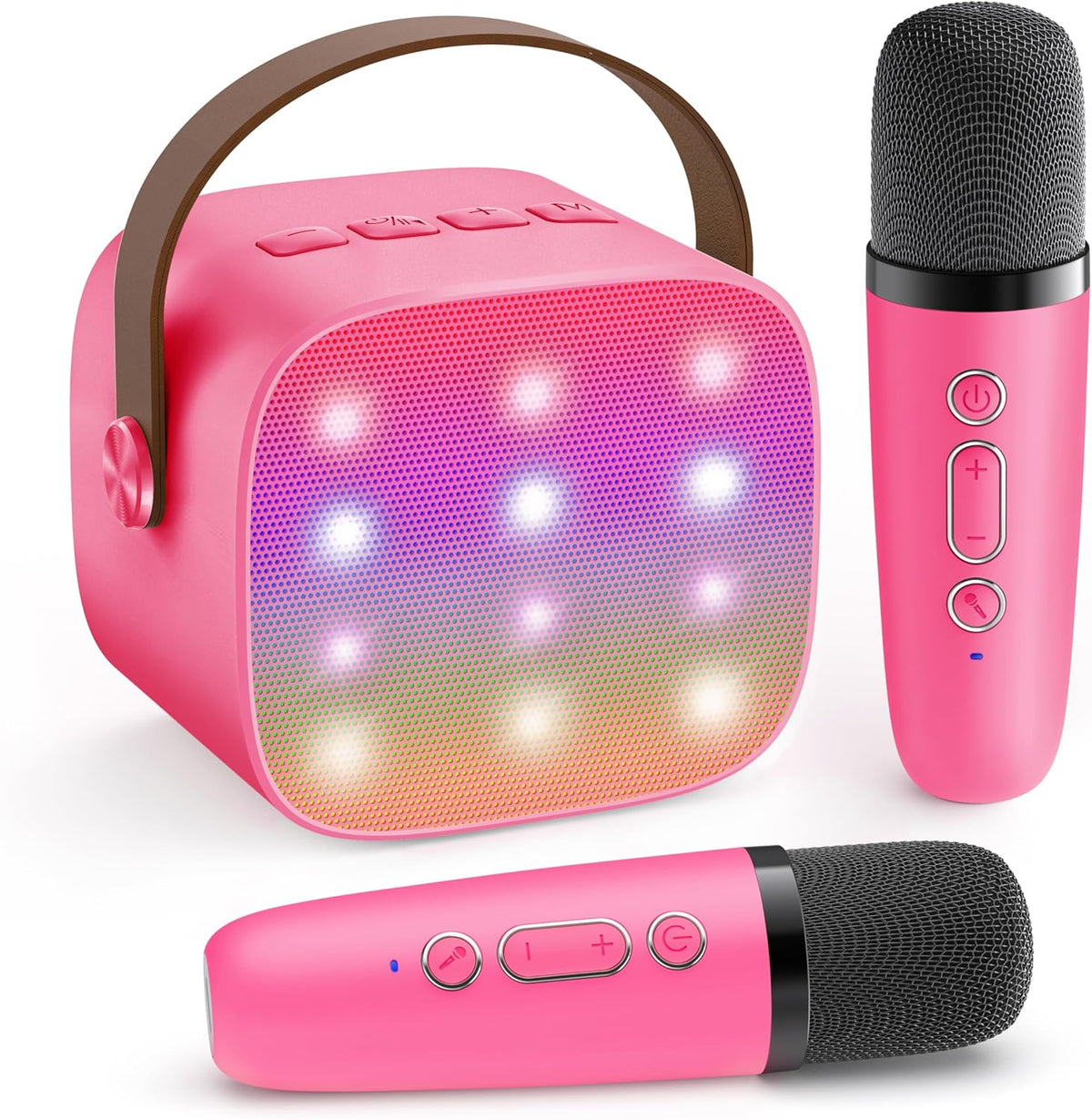 Skanto | Draagbare Mini-Karaoke-machine met Bluetooth-luidspreker en 2 Draadloze Microfoons – Veylo