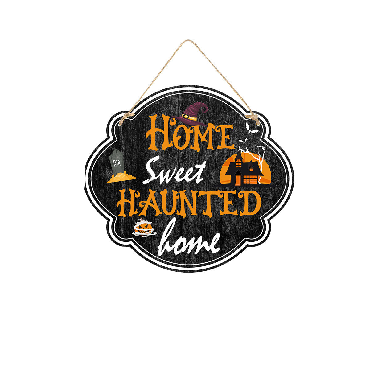 Halloween Deurbord – Houten Look Bordjes met Pompoen, Schedel en Heksendesigns