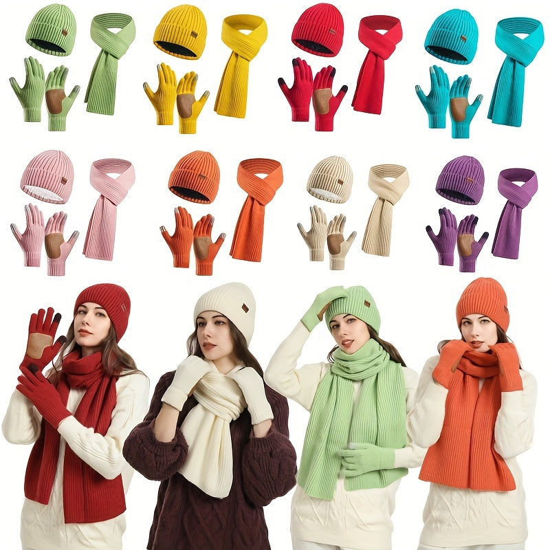 Wintercomfort Set – Gebreide Muts, Sjaal en Handschoenen voor Unisex
