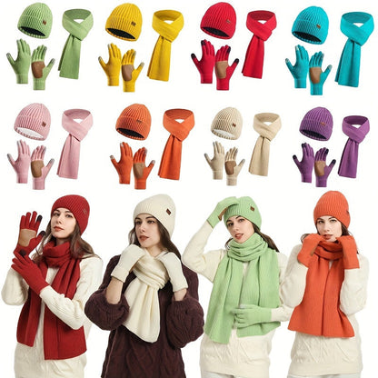 Wintercomfort Set – Gebreide Muts, Sjaal en Handschoenen voor Unisex