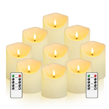 GlowLuxe Vlamloze LED-Kaarsen Set (9-delig) – Met Afstandsbediening en Glitterafwerking