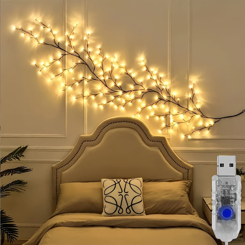 Takkenstructuur Wandlamp met 96 LED-lichtpunten Warm Wit USB