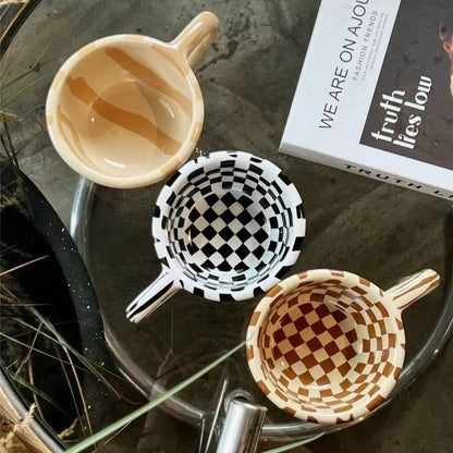 Ruitpatroon Keramische Koffiemok - 150ml Dagelijks Gebruik