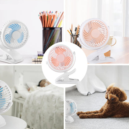 Draagbare Klemventilator met 360° Rotatie – USB & Oplaadbare Batterij