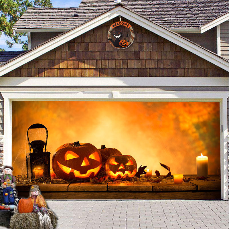 Halloween Garagedeur Decoratie Banner - Griezelige Sfeer in Minuten