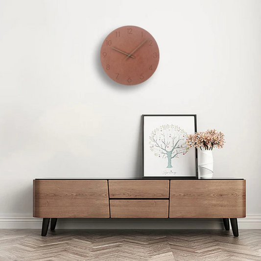 Grote Wandklok van Hout – Minimalistisch Design met Geruisloos Uurwerk