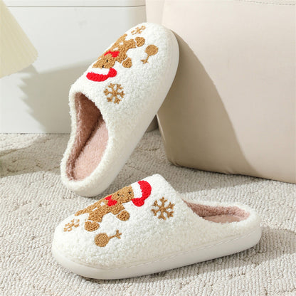 Warme Kerstpantoffels met Sneeuwvlok en Peperkoekontwerp