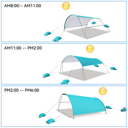 SolShade lichtgewicht zonneschuilplaats met UPF 50 en zandverankering – draagbaar en windbestendig