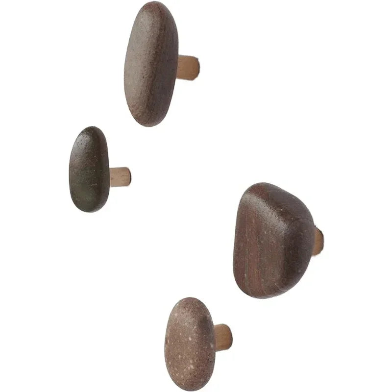 Natuurstenen wandhaken set - 4 stuks met kunstig ontwerp