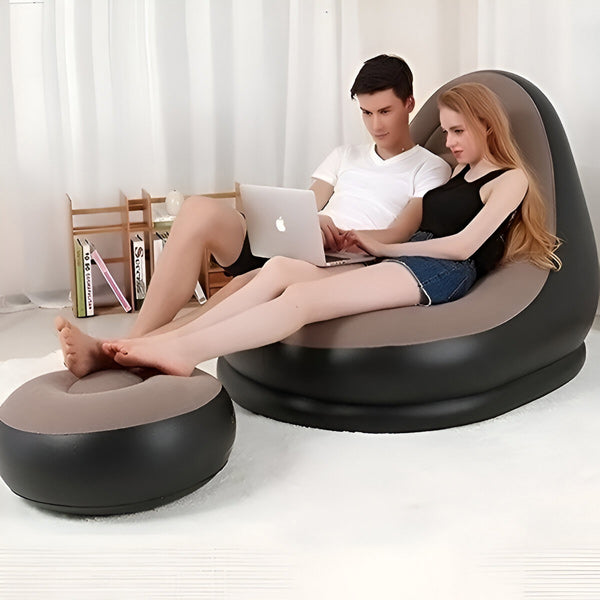 RelaxSeat Opblaasbare Lounge Stoel met Voetensteun – Binnen & Buiten Comfort